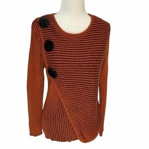 VINTAGE🤎ALISON Sheri Chunky Sweater Large Statement Button Front Size S